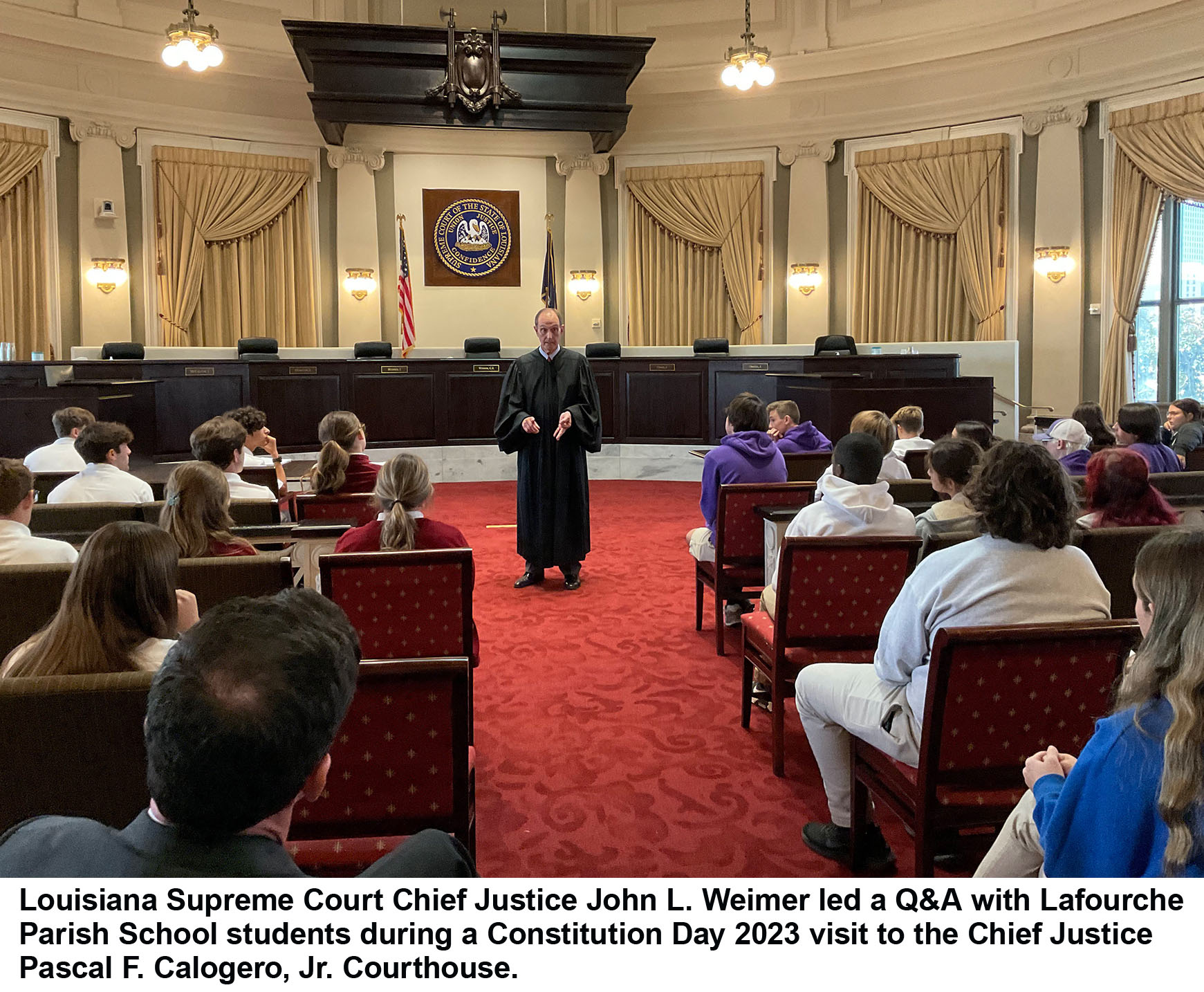 Louisiana Supreme Court Chief Justice John L. Weimer hosts